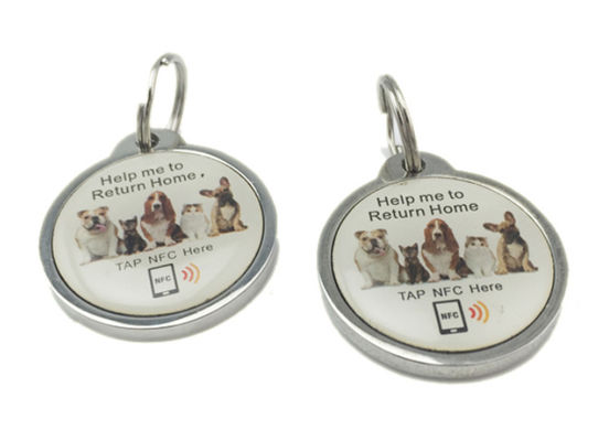 NFC Animal ID Tags RFID Pet Key Ring Stampa CMYK UV con chip 213 215
